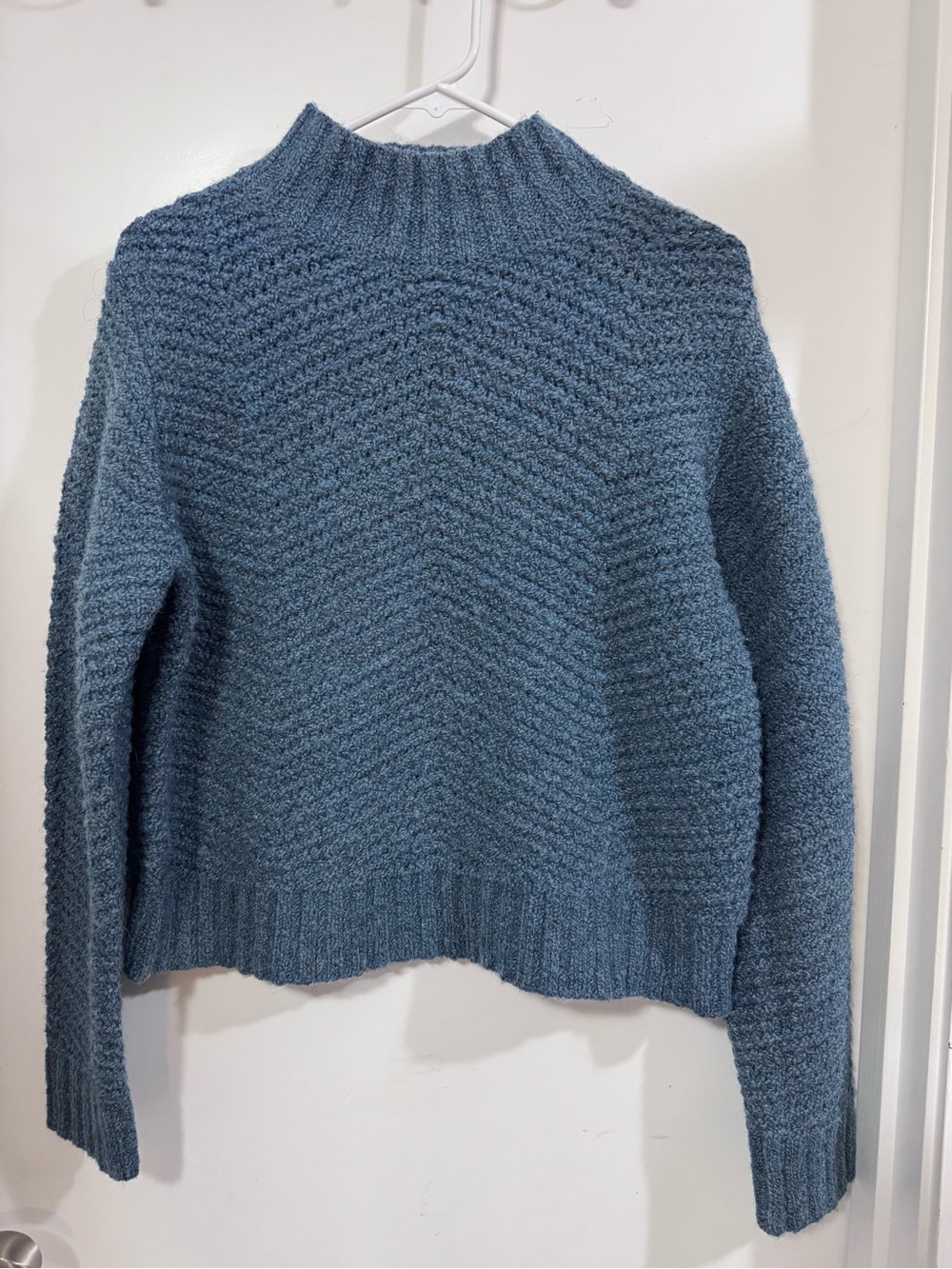 Textured Mock-Neck Women's Sweater - Slate Blue